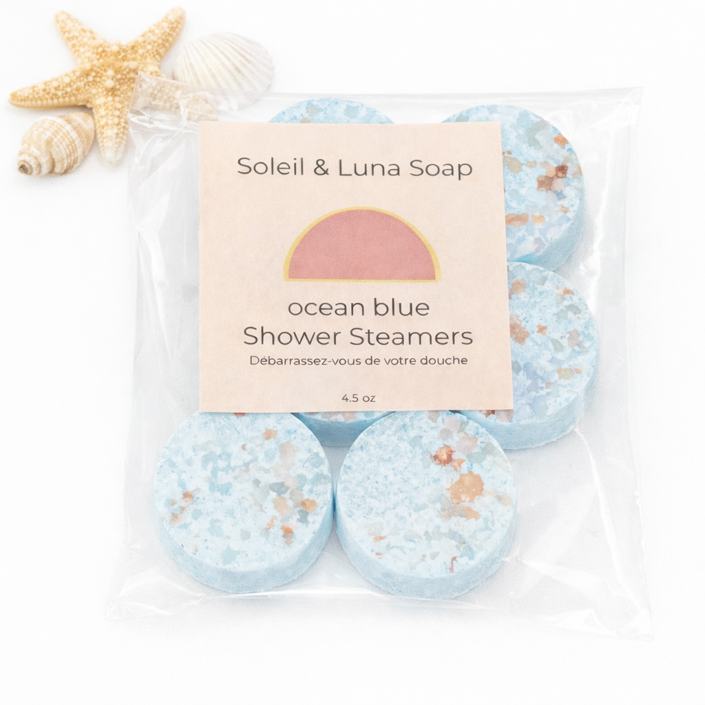 Ocean blue shower steamers frosted sea glass scent refreshing coastal escape